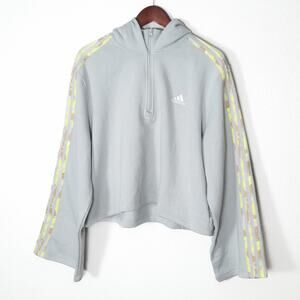 Adidas Women’s Cropped Hoodie Sporty Chic Athleisure Activewear Gym Ready XL